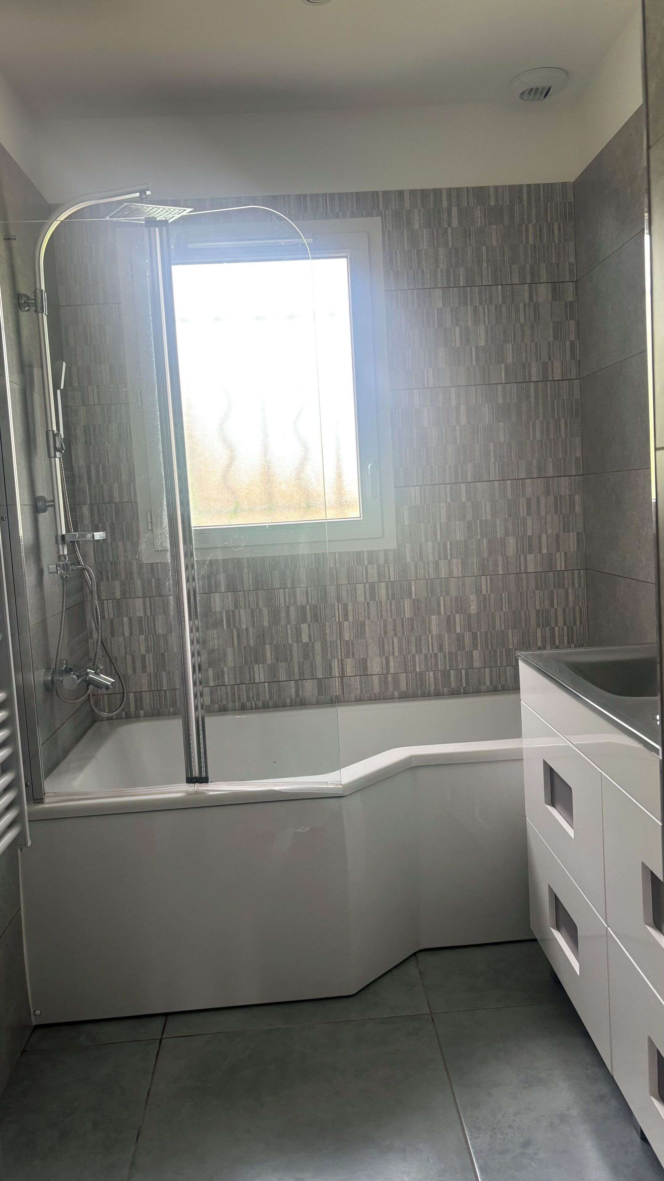 Secador de cabelo, toalhas de banho
