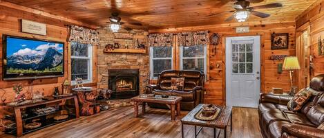 Televisión, chimenea