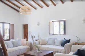 Una televisión, una chimenea