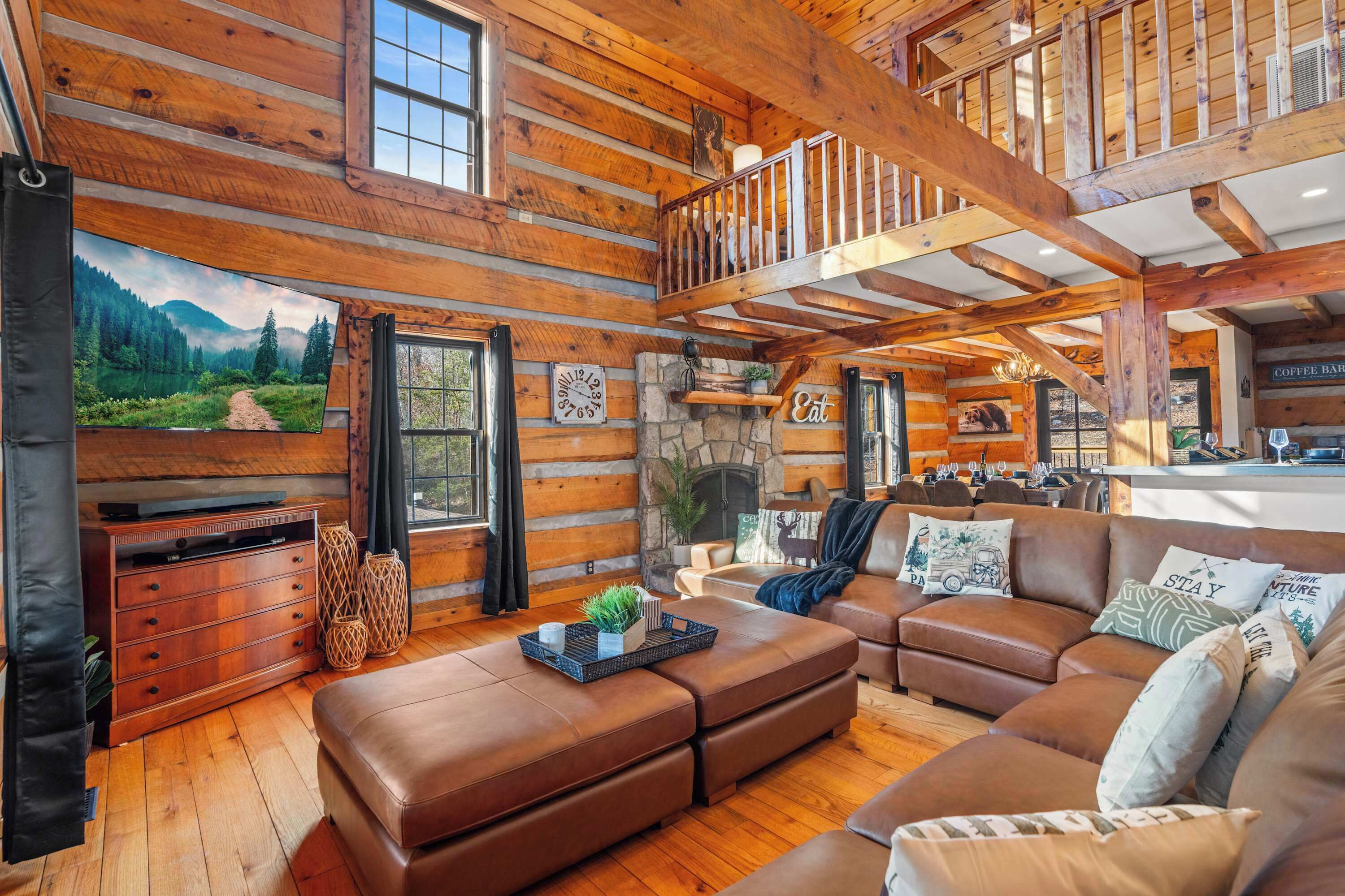 Smart TV, fireplace, video games, foosball