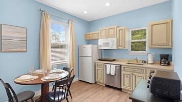 Coffee/tea maker, fridge, microwave, dishwasher