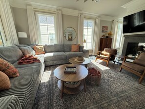 TV, fireplace - Luxury Walk-to-Stadium Stay with Backyard Retreat! (Tuscaloosa)