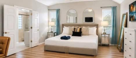 4 bedrooms, desk, iron/ironing board, travel crib