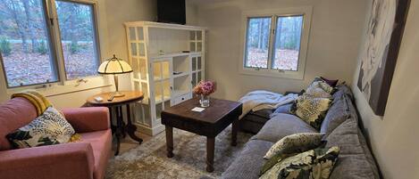 Una televisión, una chimenea