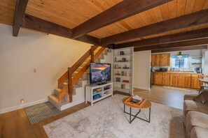 TV connectée, cheminée, lecteur de DVD