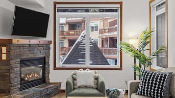 TV, fireplace, offices