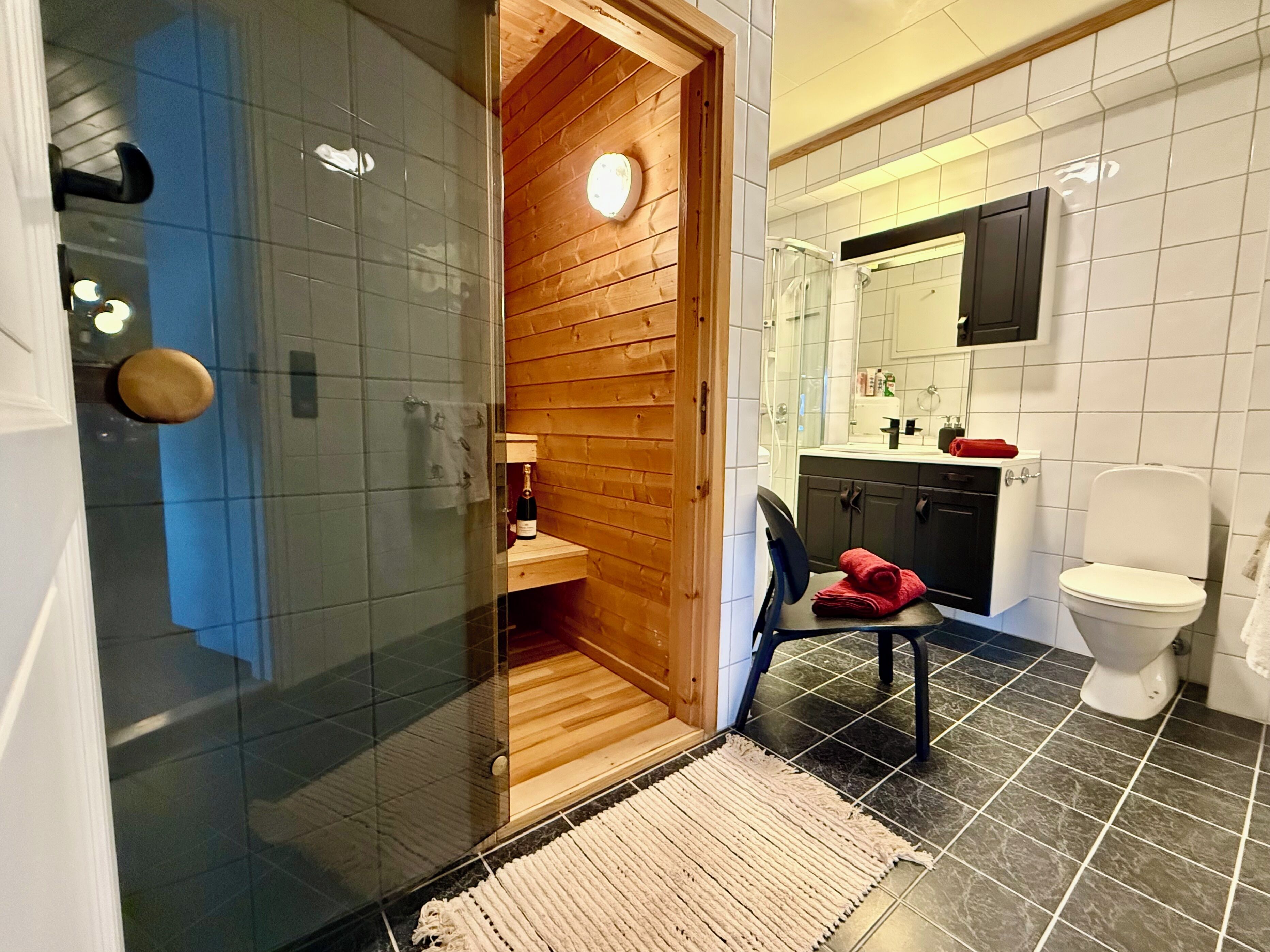 Hair dryer, soap, toilet paper