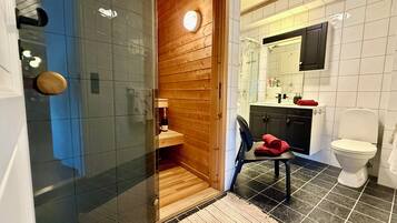 Hair dryer, soap, toilet paper