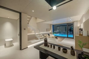 Luksus-studiosuite, bakgårdsutsikt | Oppholdsområde