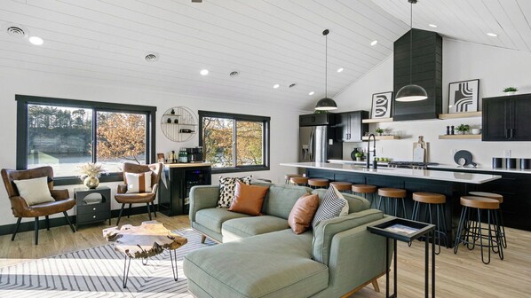 Smart TV, fireplace, video games, books