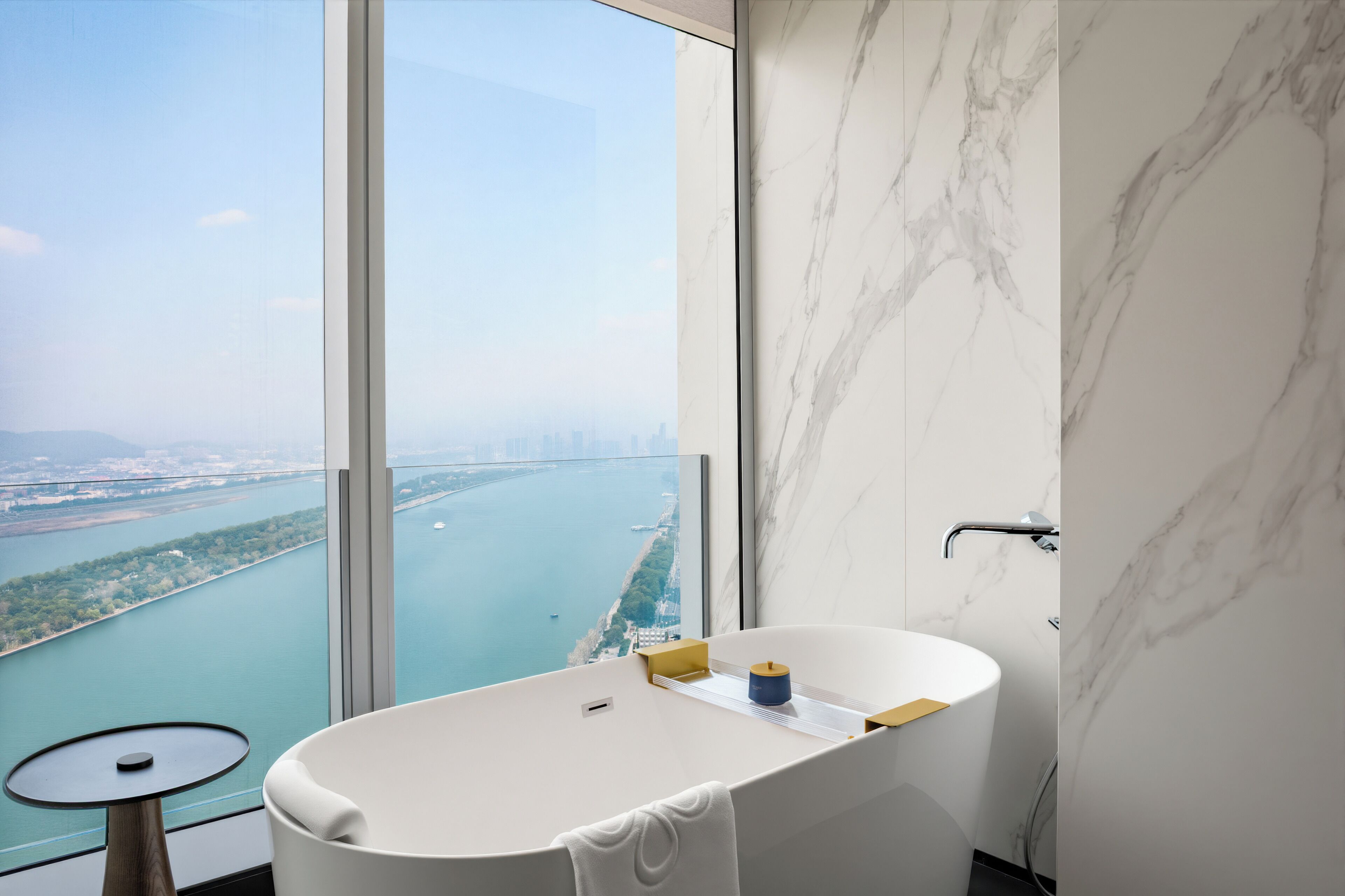 Luxury Suite, River View | Bathroom | Rainfall showerhead, free toiletries, hair dryer, bathrobes