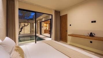 Vila design, 3 quartos, piscina particular | Cofres nos quartos, ferros/tábuas de passar roupa, berços grátis