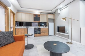 Comfort-Apartment, 1 Schlafzimmer, Haustiere gestattet | Eigene Küche | Mini-Kühlschrank, Ofen, Herdplatte, Geschirrspüler