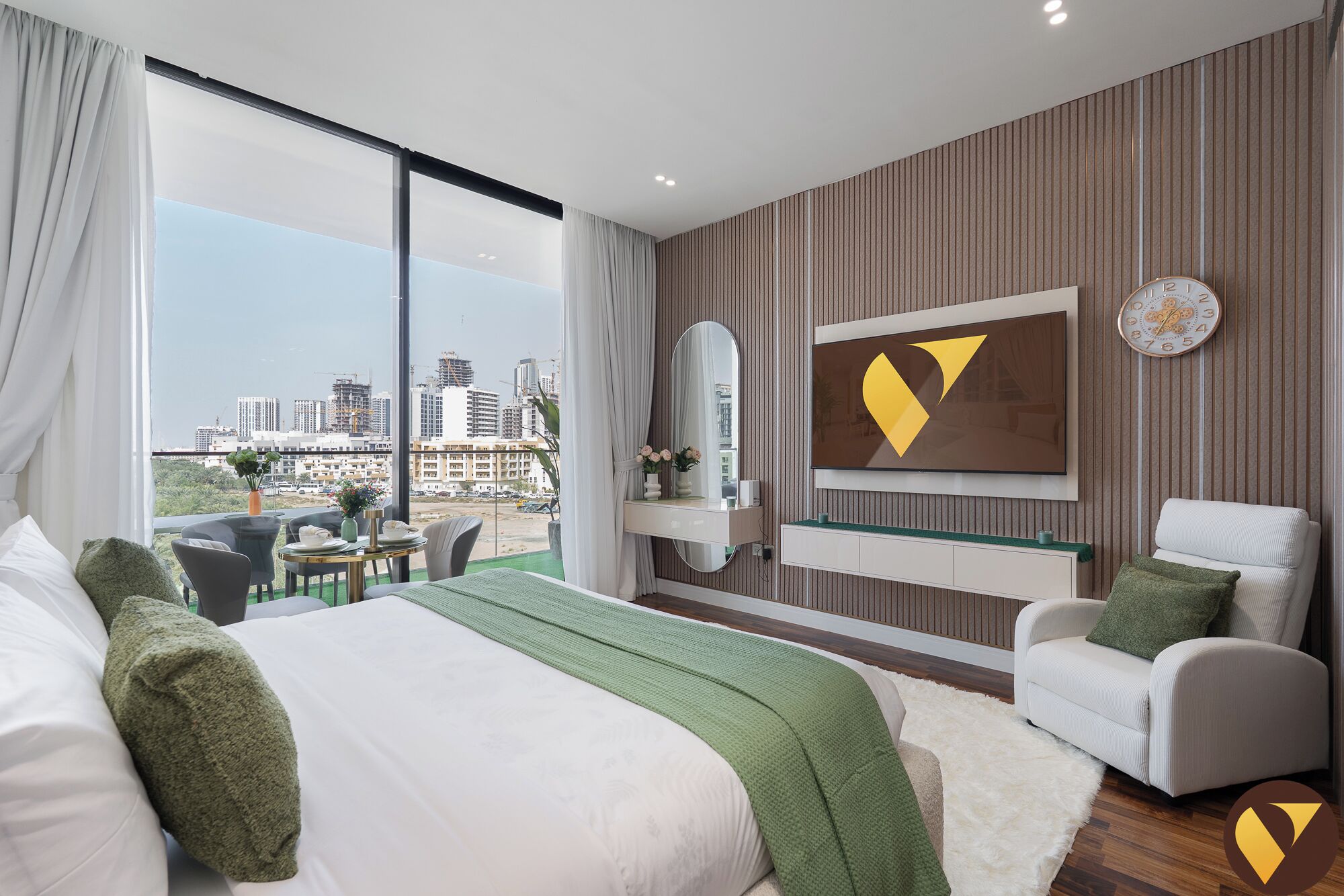 Studio Luxe, balcon, vue ville