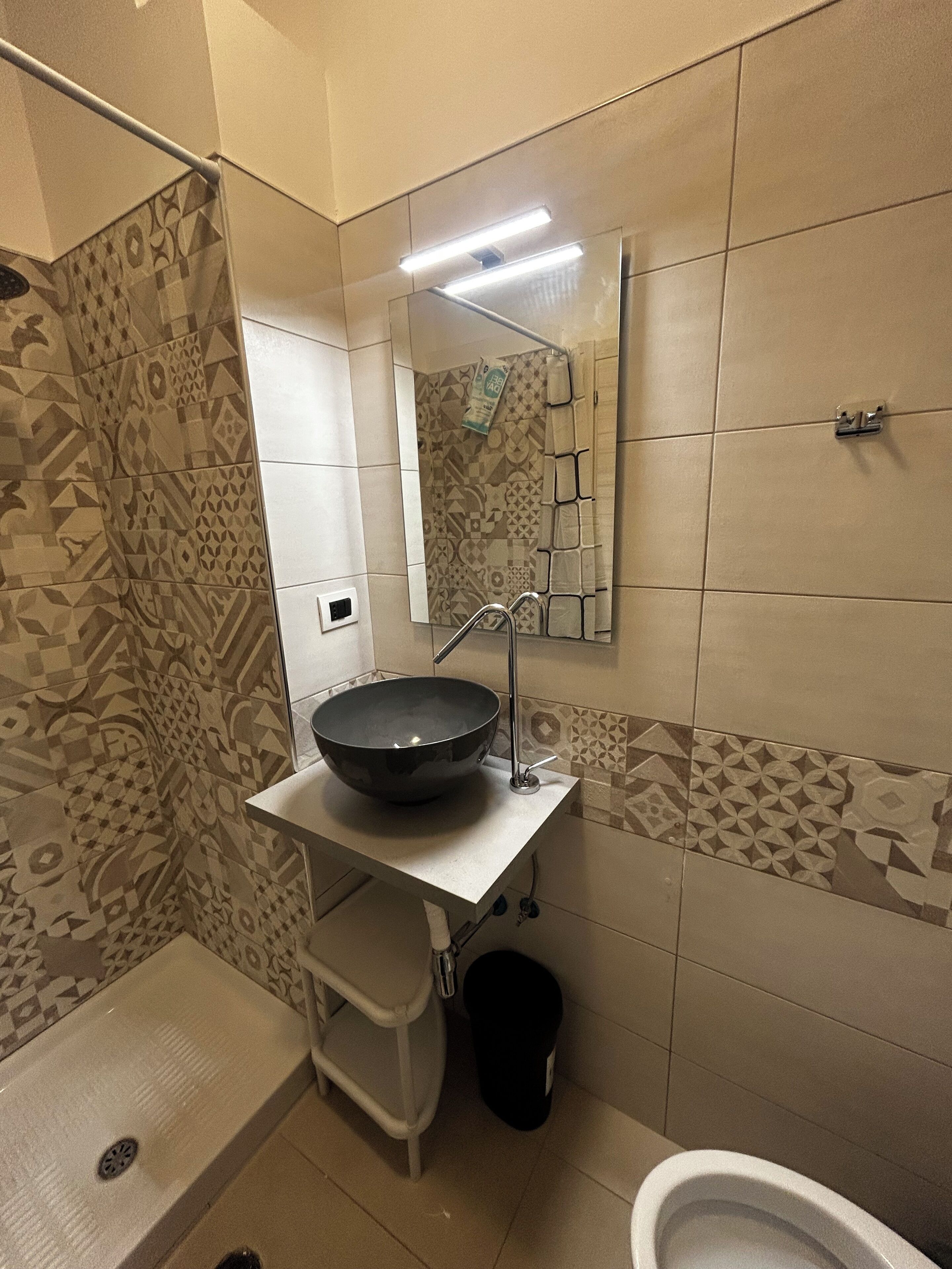 Douche, baignoire à jets, sèche-cheveux, bidet