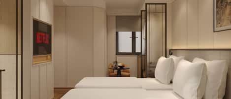 Minibar, safe på rommet, blendingsgardiner og strykejern/-brett