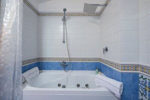 Shower, jetted bath, hair dryer, bidet