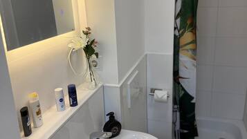 Dusche, Haartrockner, Handtücher