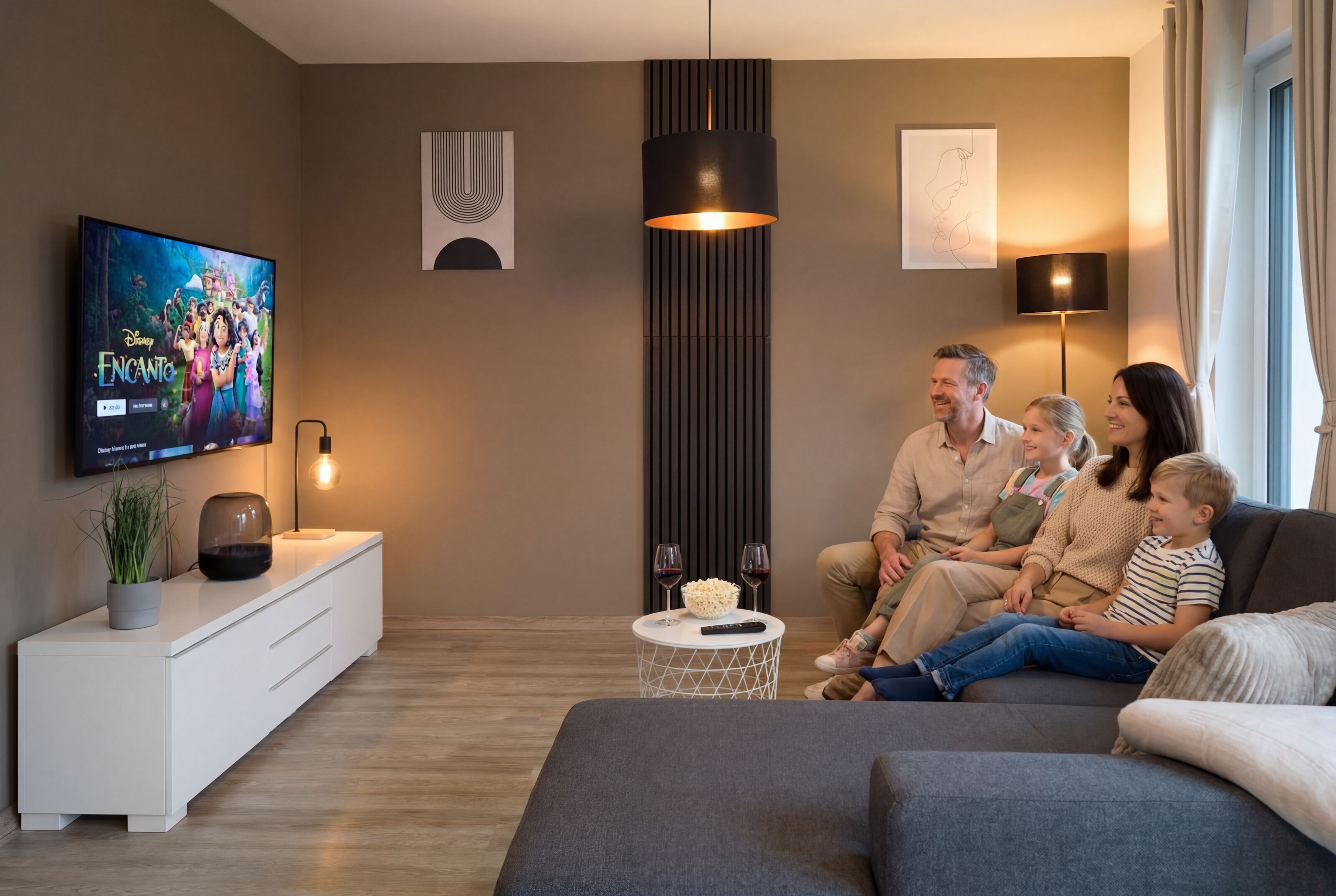 Een smart-tv en een stereo