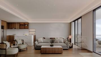 Luxury Villa, 3 Bedrooms | Living area | 55-inch LED TV with digital channels