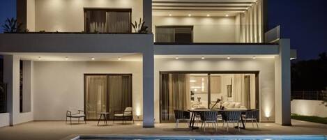 Luxury Villa, Balcony, Courtyard View | Pool | Outdoor pool, pool umbrellas, sun loungers