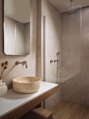 Luxury Villa, Balcony, Courtyard View | Bathroom | Hair dryer, bathrobes, slippers, towels - Soleil Villas (Zakynthos)