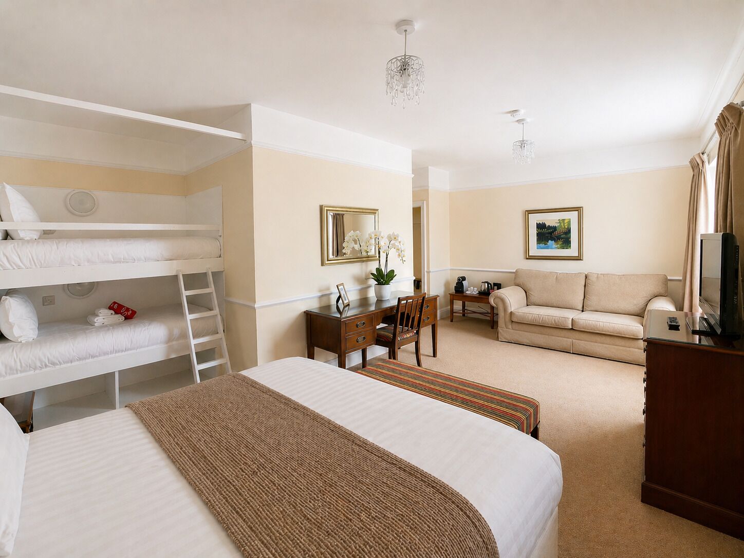 Family Room | Blackout drapes, iron/ironing board, free WiFi