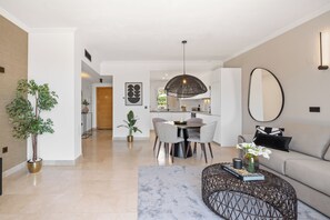 Living area - Luxe 2BR Penthouse | 55m² rooftop – Sea/Pool Views (Estepona)