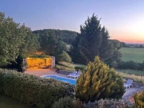 Outdoor pool, a heated pool - Idyllic cozy 1-bedroom stone cottage in peaceful Périgord with AC, Pool & View (Montaut)