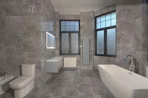 Hair dryer, bidet, towels, soap - White House Meerane - First Loft (Meerane)