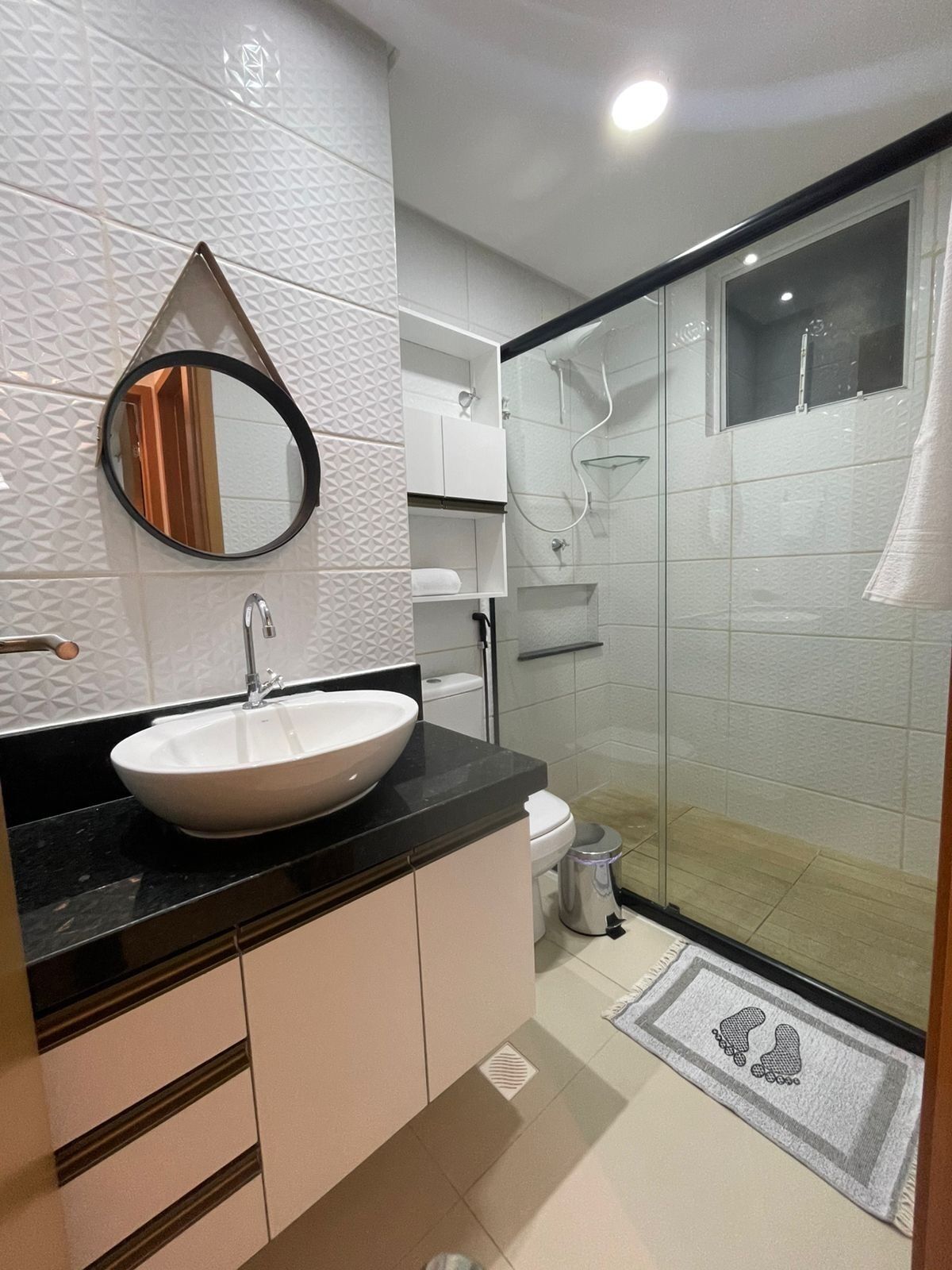 Shower, towels, toilet paper
