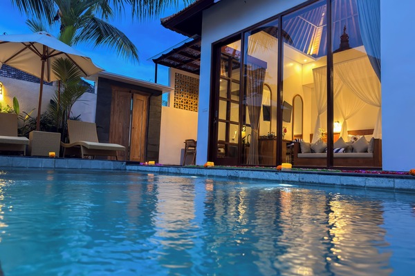 Romantic Villa, Private Pool | Minibar, in-room safe, desk, laptop workspace