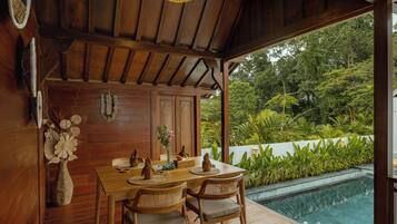 Honeymoon Villa, Private Pool | Minibar, in-room safe, desk, laptop workspace