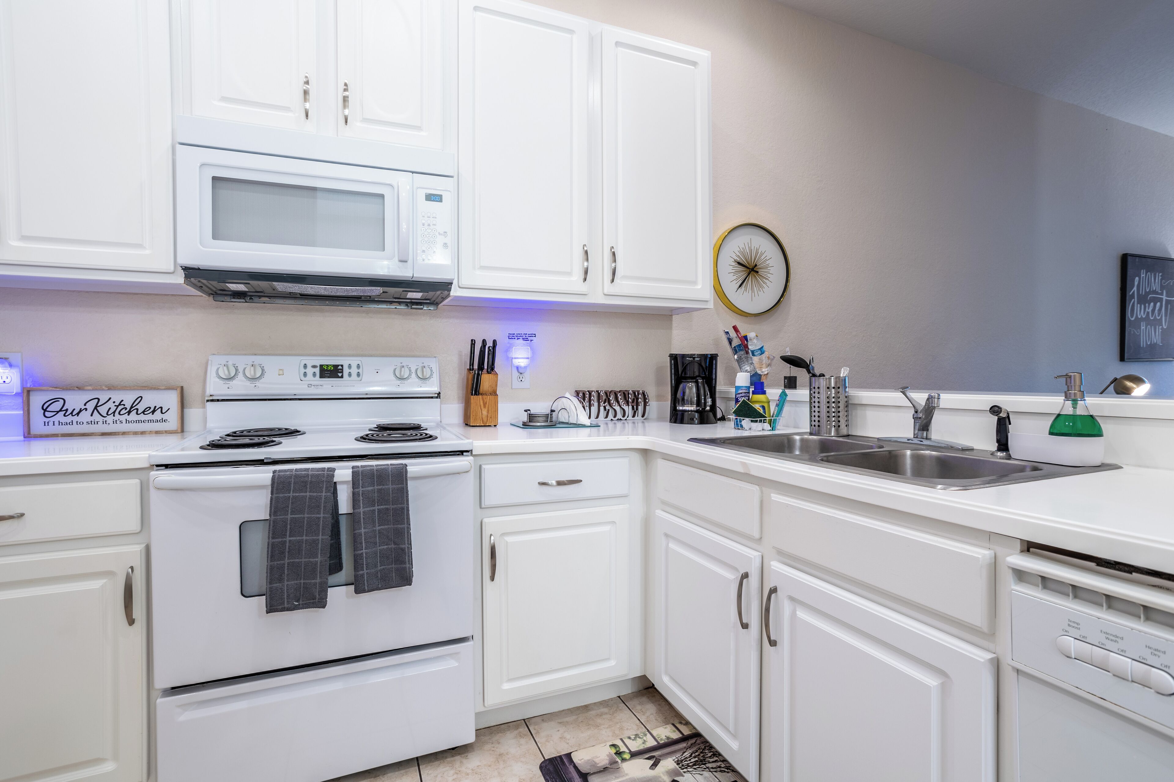 Microwave, oven, stovetop, dishwasher