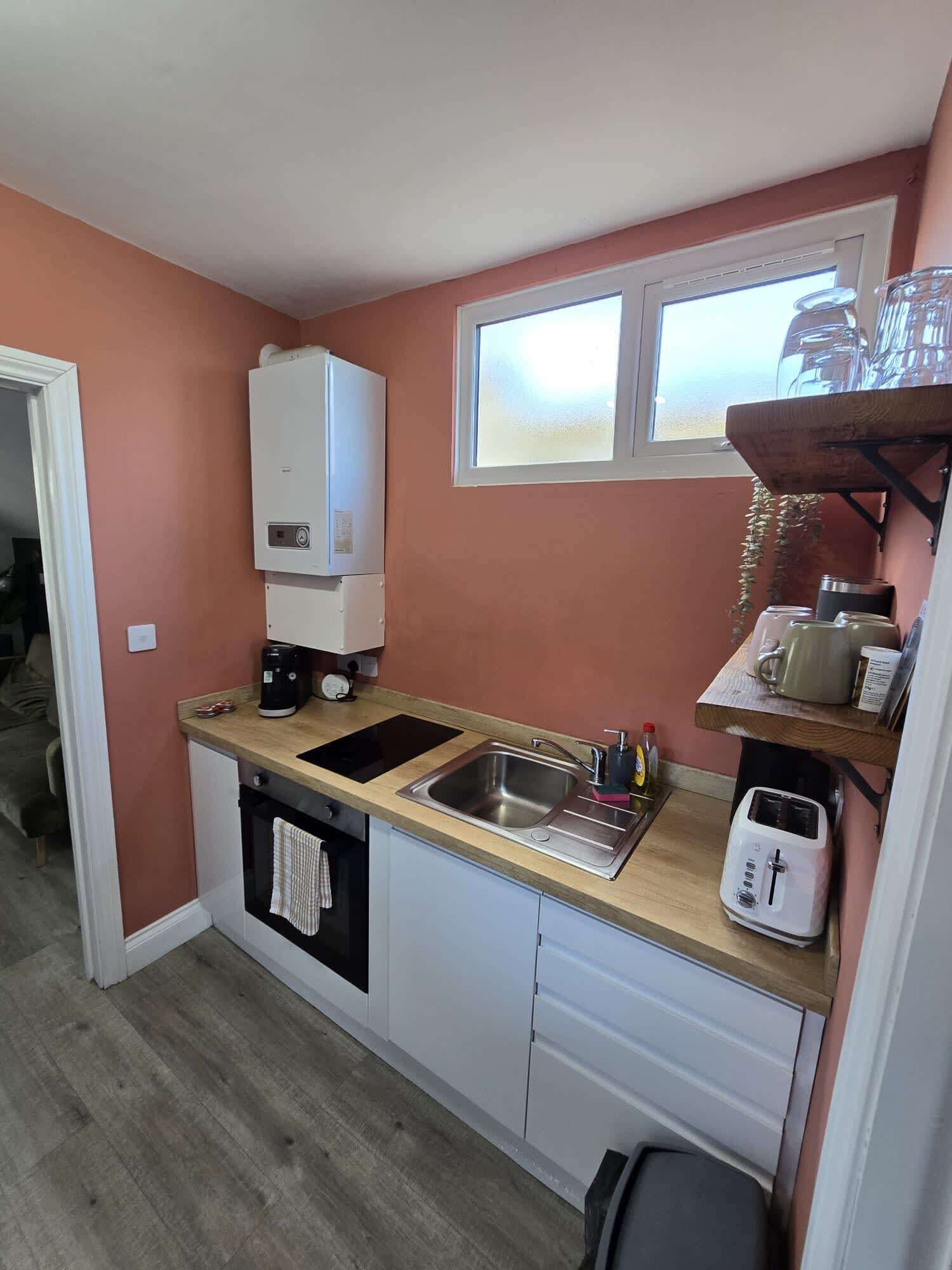 Fridge, microwave, stovetop, toaster