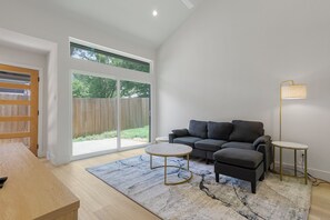 Living area - Modern 2BR Retreat — Near Domain & Q2 Stadium (Austin)