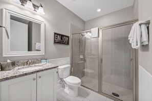 Shower, hair dryer, towels, soap - Home with Theme Rooms and Private Pool near Disney with Waterpark & Resort. (Kissimmee)