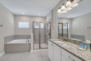 Shower, hair dryer, towels, soap - Home with Theme Rooms and Private Pool near Disney with Waterpark & Resort. (Kissimmee)