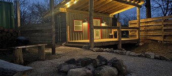 This unique tiny home has its own private pickleball court!