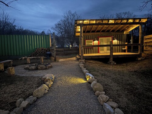 This unique tiny home has its own private pickleball court!