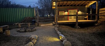 This unique tiny home has its own private pickleball court!