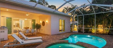 Piscine extérieure, piscine chauffée