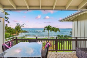 Outdoor dining - Oceanfront Luxury at Lanikai 132 | Central A/C & King Suites (Kapaa)