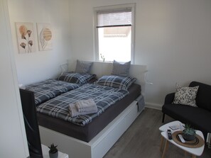 2 bedrooms, in-room safe, iron/ironing board, travel crib