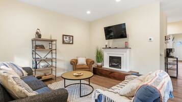 Smart TV, fireplace, video games, table football