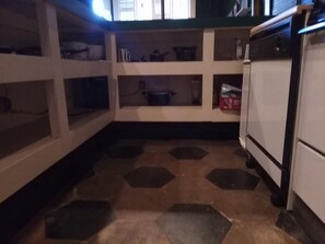 Fridge, microwave, oven, stovetop - Unique fun 2-bedroom apt with large great room kitchen combo and cool AC (Ailey)