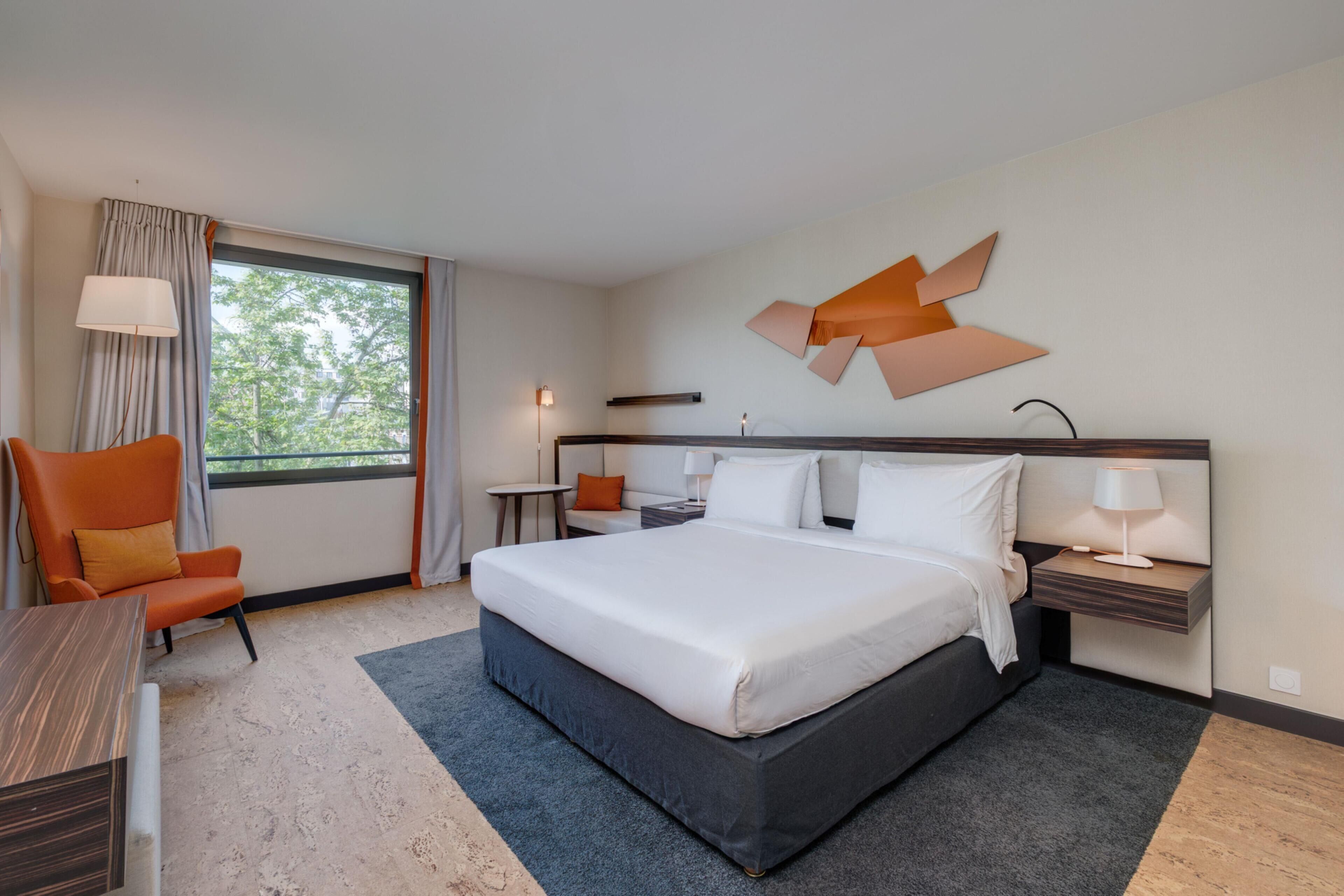 In-room safe, desk, laptop workspace, blackout curtains