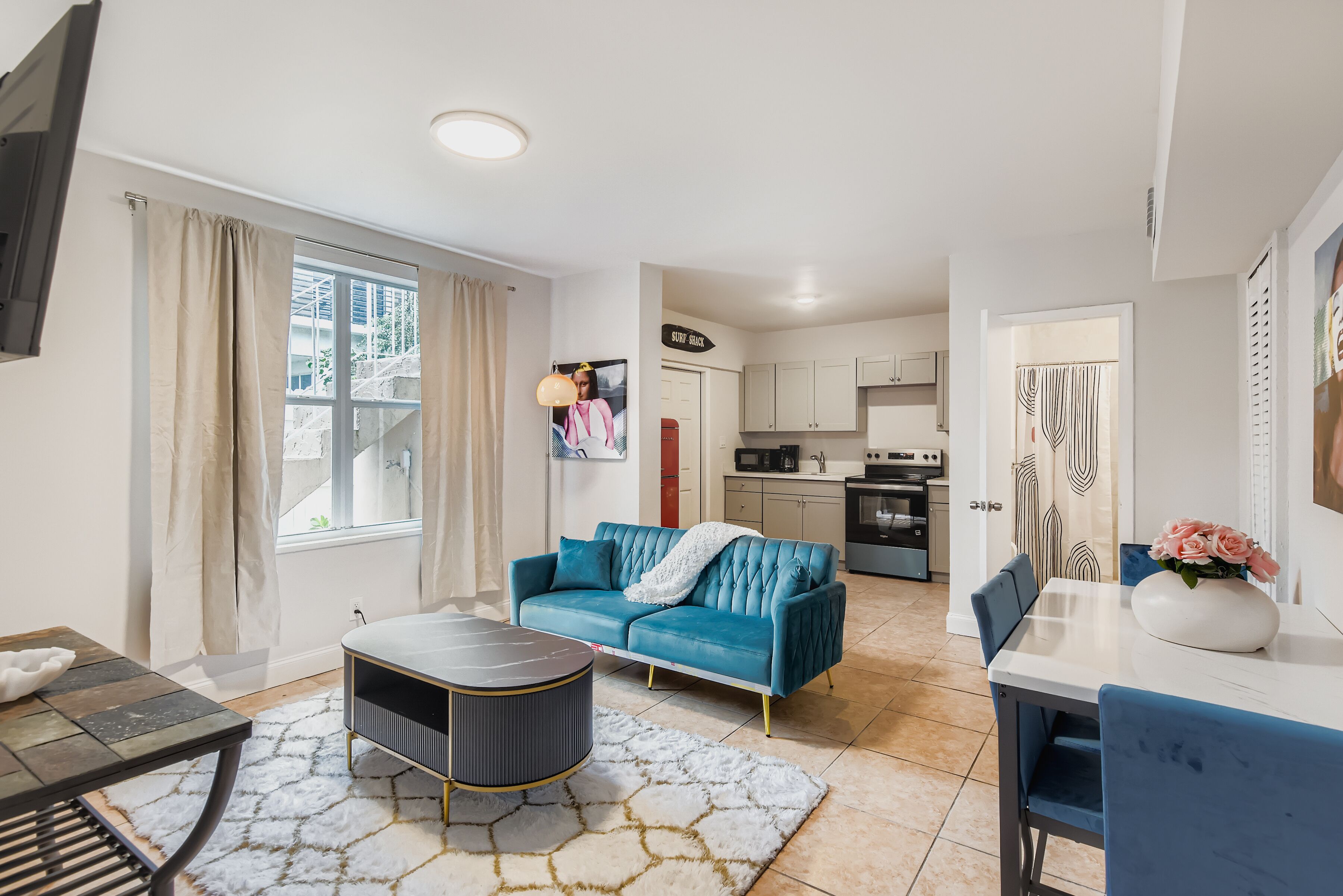 Apartment, 1 Bedroom | Living area | 50-inch LED TV with digital channels, streaming services