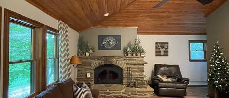 Télévision, cheminée