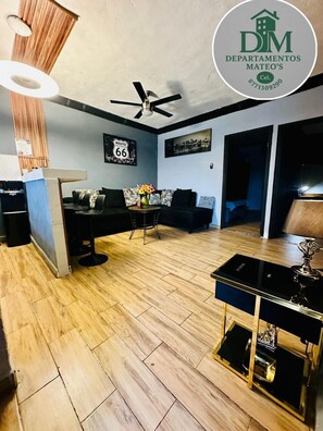 Deluxe Apartment, City View | Living area | Flat-screen TV - Departamentos MateoS 504 (Acuna)